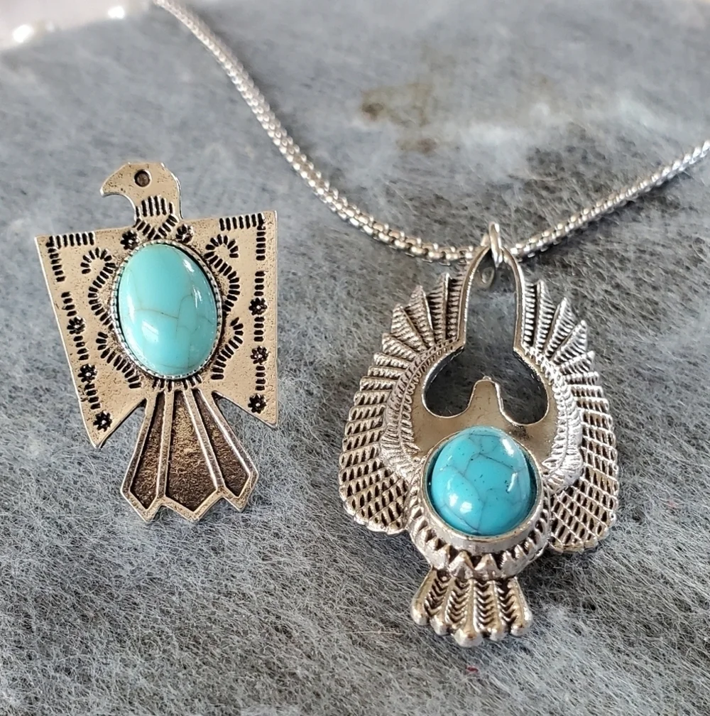 Eagle Turquoise Necklace Stainless Steel Western Style